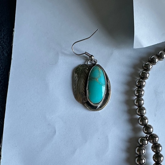 vintage Turquoise and Silver Jewelry Set native blossom costume jewelry - Picture 5 of 17